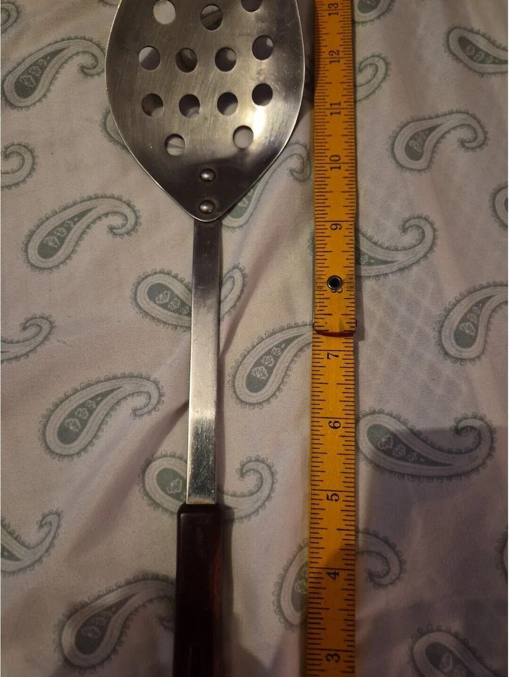 STANHOME Stainless large slotted serving spoon. Vintage 14” Teardrop